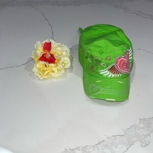 KBETHOS Neon Green Cap with Heart Design